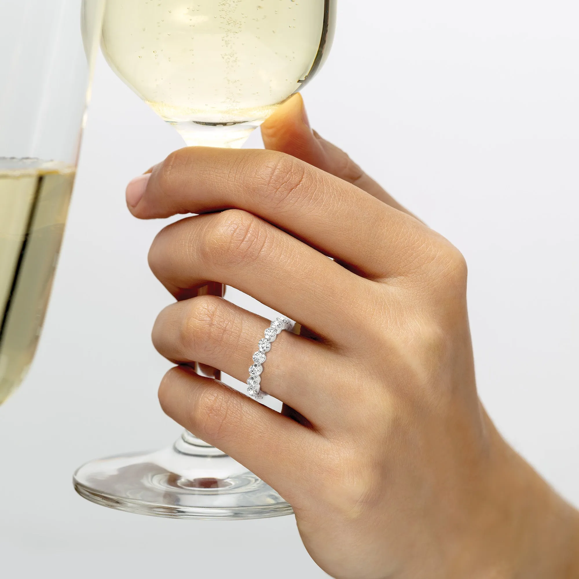 2.0 Carat Diamond Floating Eternity Band, Single Shared Prong