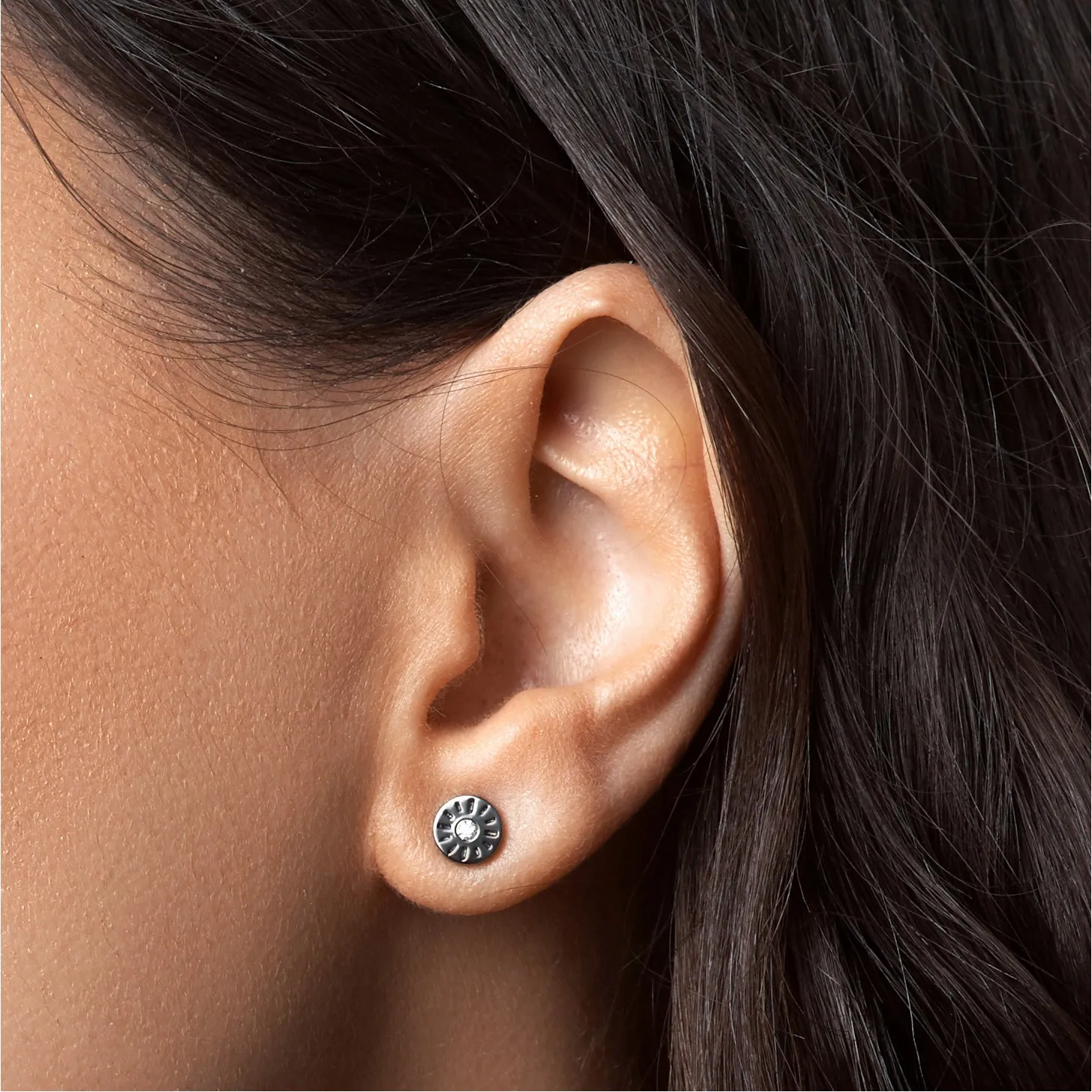 Blackened 18k Gold Timeless Earrings Diamonds