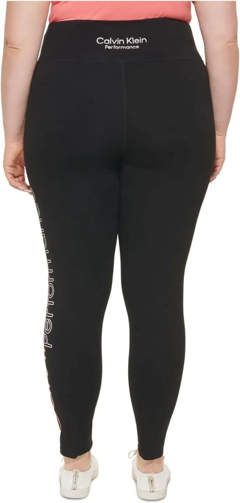 Calvin Klein Performance Womens Black Logo Graphic Skinny Leggings Black 1X