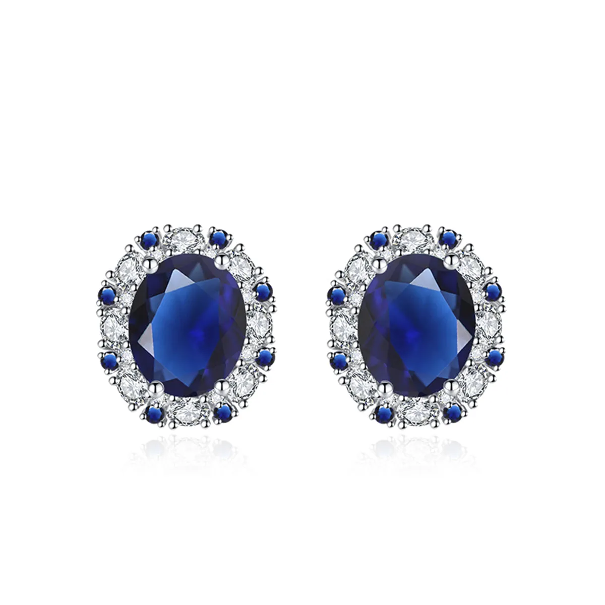 Cubic Zirconia & Colored Crystal Oval Stud Earrings