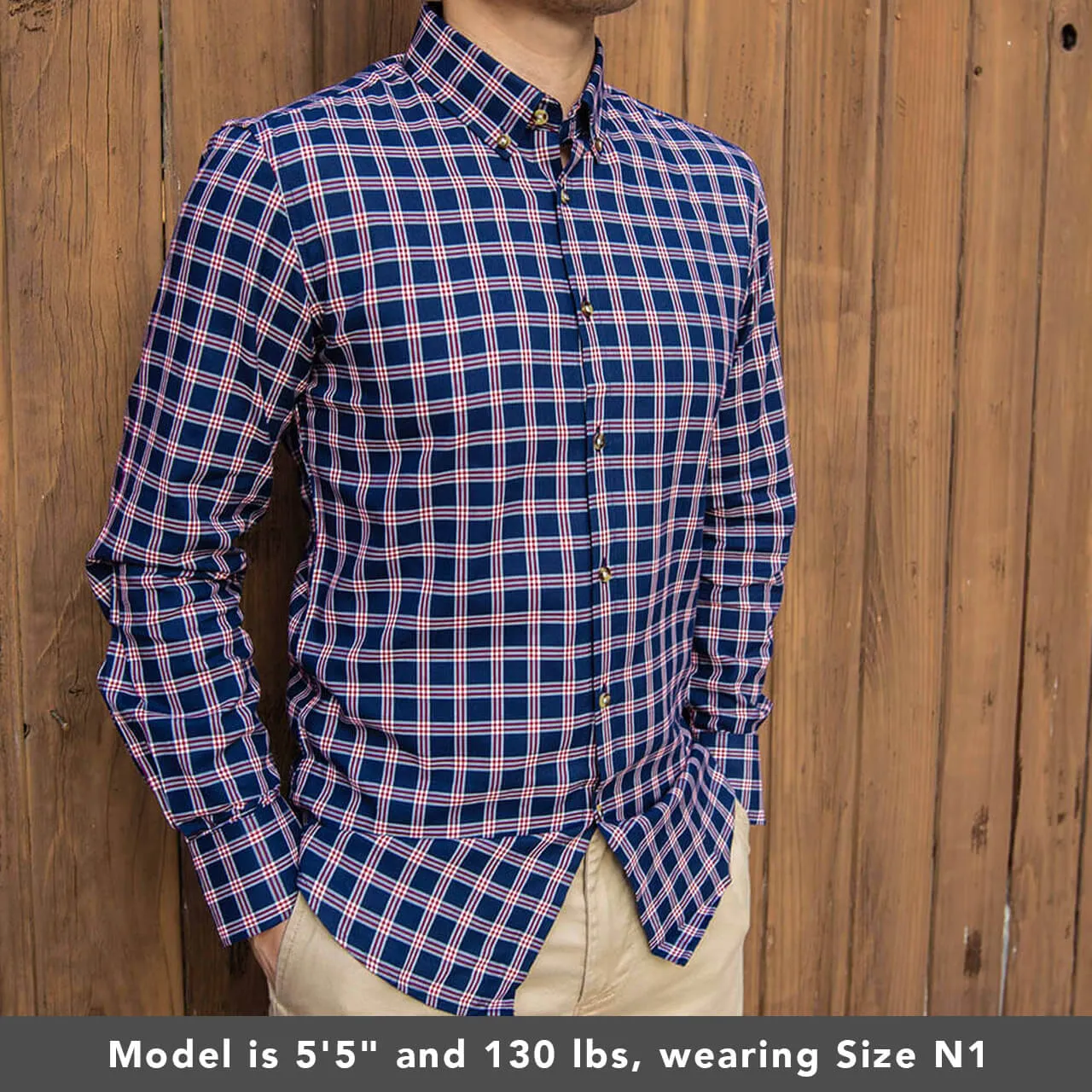 Navy and Red Flannel Button Down Shirt | The Showa
