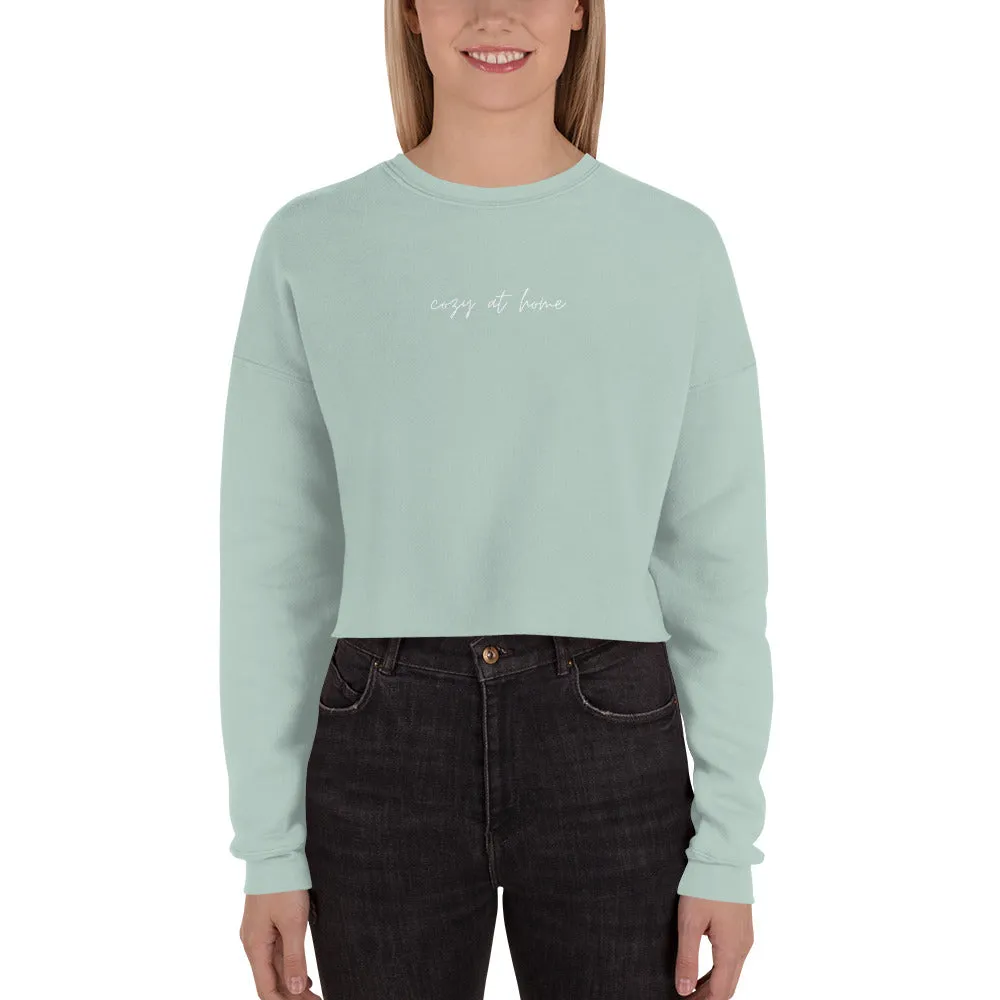 "Cozy at Home- WHITE" Crop Sweatshirt
